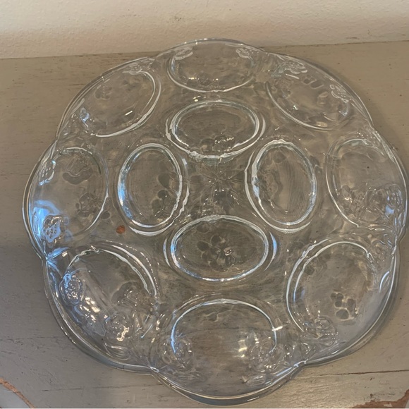 VTG Anchor Hocking Savannah Clear Glass Deviled Egg Plate - Picture 5 of 5